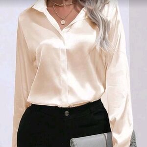 SHEIN Cream Satin Blouse
